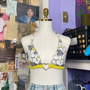 Y2K Floral Heart Ring Bikini Top